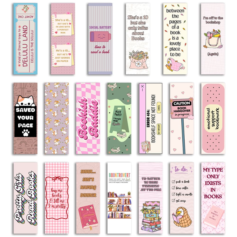 TEMU Set Of 20 Stylish Bookmarks Featuring Humorous Quotes For Readers, Book Club Participants, And Literature Lovers