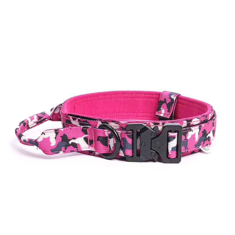 TEMU Zcaynger Heavy Duty Tactical Dog Collar With Handle & Metal - Wide Wide Fit, - Suitable For Training, Outdoor, For Medium & Large Dogs - Nylon/ Collar For Agility, , Dogs