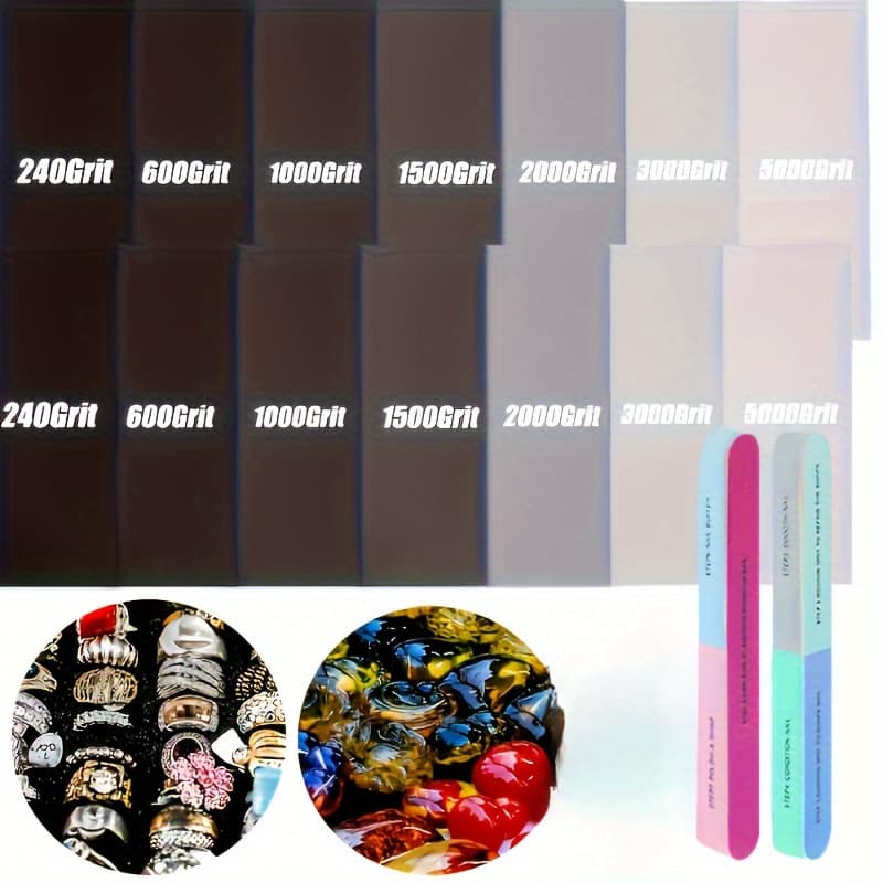 TEMU 14pcs Set Of Resin Polishing Kit- Without Electric Grinder Sanding Kit, With Sandpaper, For Resin Injection, Jewelry Making, And Mold Surface Treatment