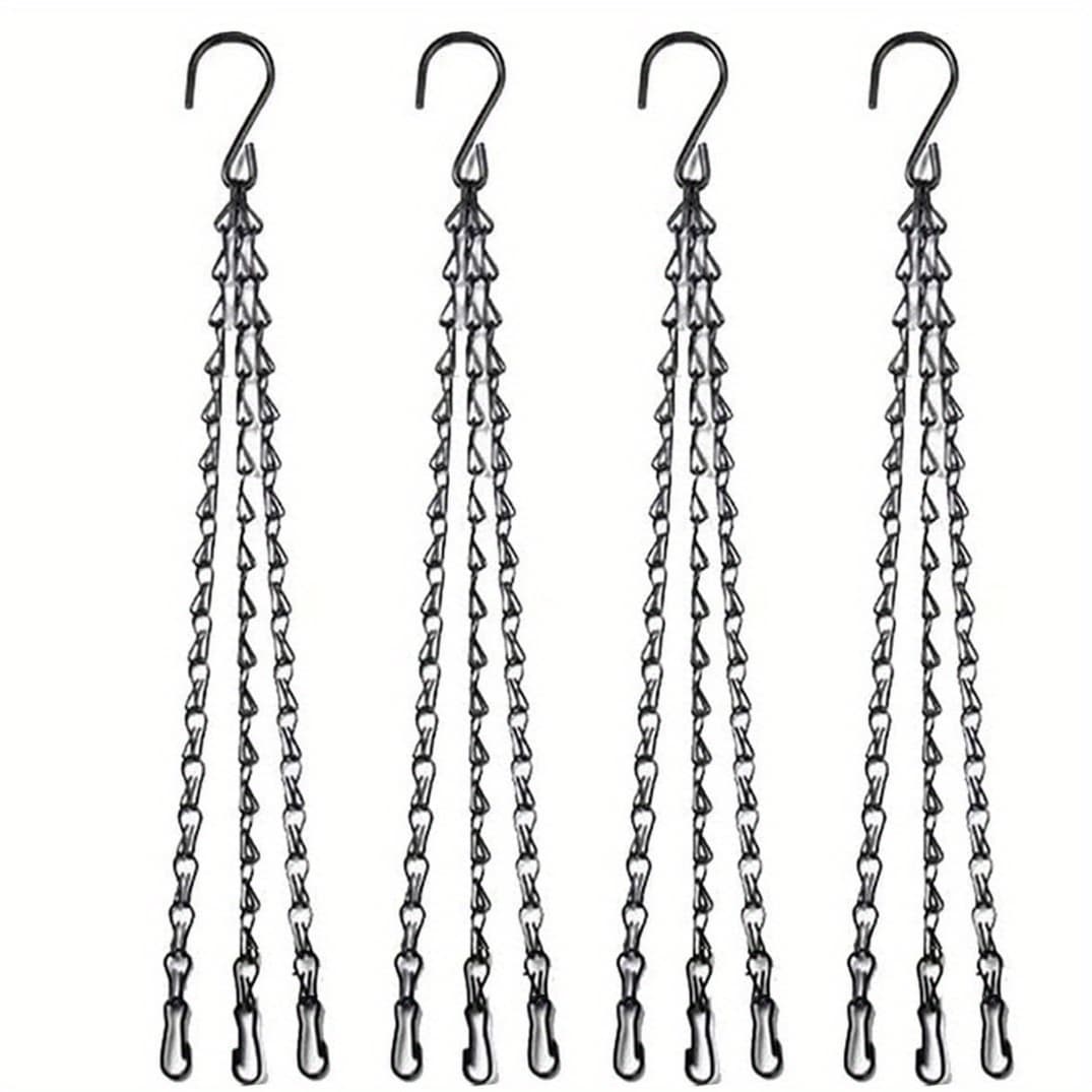 TEMU 4pcs/6pcs Black Hanging Basket Chain With Hook, Flower Pot Replacement Chain, Suitable For Diy Bird Feeders, Flower Pots, Lanterns And Decorative Iron Chains