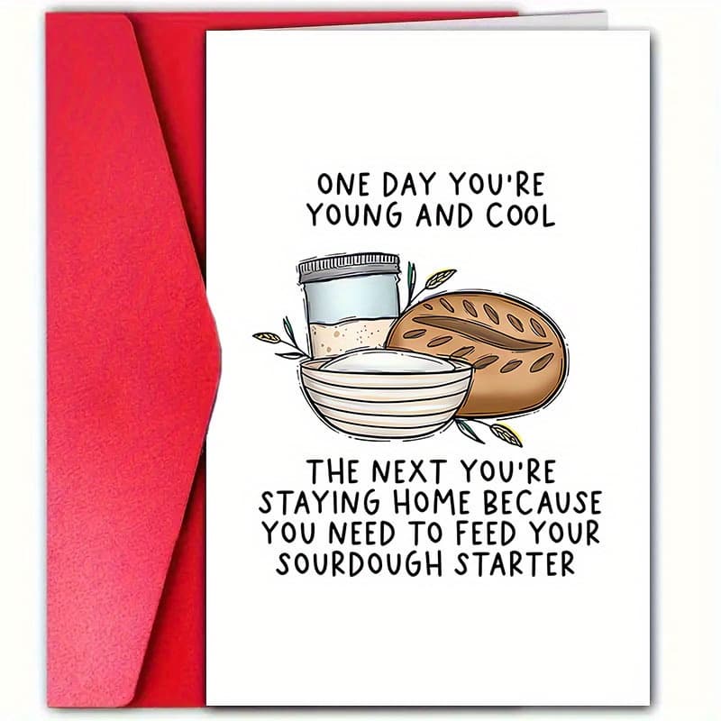 TEMU 1pc Humorous Birthday Card, Paper Material With Envelope, Suitable For Family, , Colleagues, Unique "starter Of Fermentation" Theme Birthday Celebration Card, Suitable For All Ages