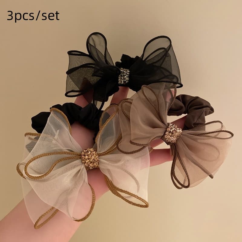TEMU 3pcs/set - High-end Gauze Multi-functional Bow Headband Hair Accessories/ladies Embellishments