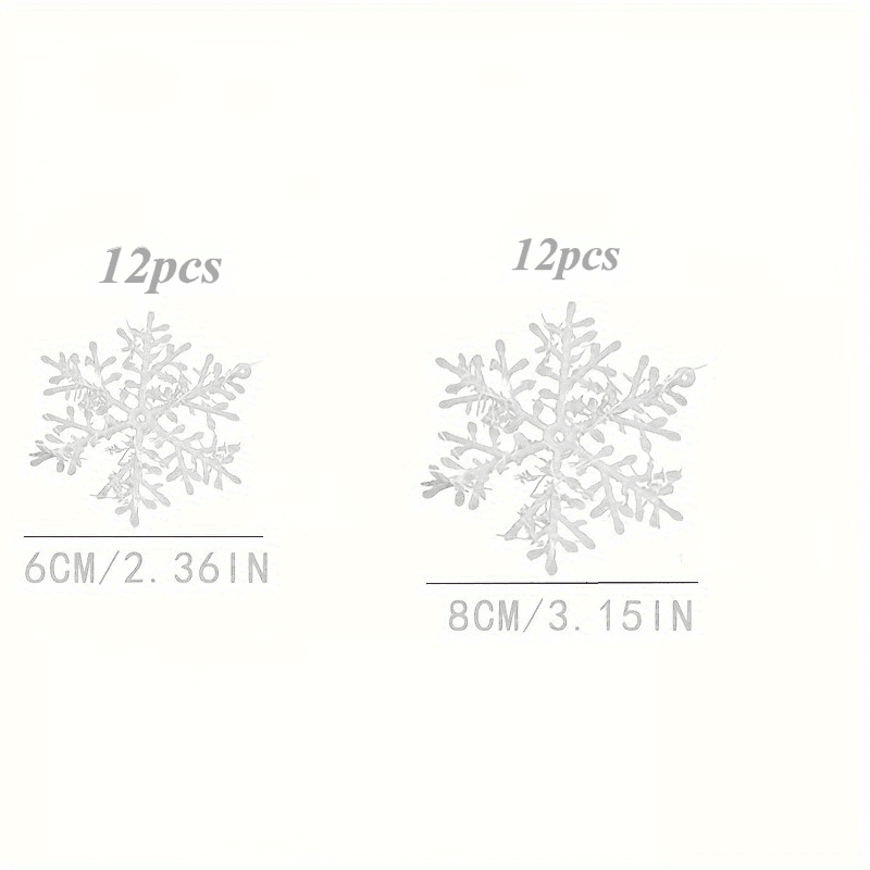 TEMU 24 Plastic Snowflake Ornaments In Art - Versatile Hanging Decor For Christmas And , No Needed, Perfect For Adornment