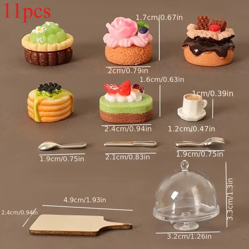 TEMU 11pcs Resin 1/ 12 Scale Miniature Dollhouse Set With Tableware And
