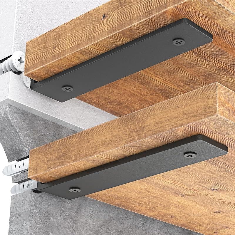 TEMU Heavy Duty Floating Shelf Brackets- 4 Pack L Brackets For Shelves, Black Metal Wall Shelving Support Brackets, 160 Lb. Load Capacity, In 4, 6, 8, 10, And 12 Inch Sizes