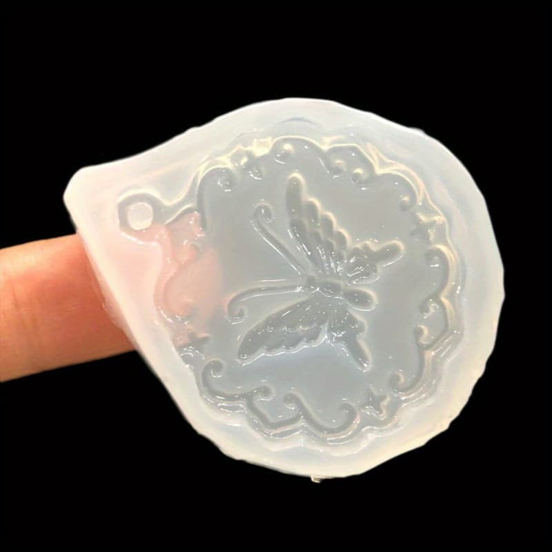 TEMU 1pc Mirror Resin Silicone Mold With Hole Pendant Decor