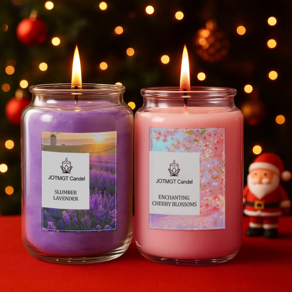 TEMU Jotmgt Lavender & Cherry Candle Set - Classic Large Jar Single-wick Candles | Extra-long Burning | Perfect For Gifting, & Seasonal Decor Jotmgt
