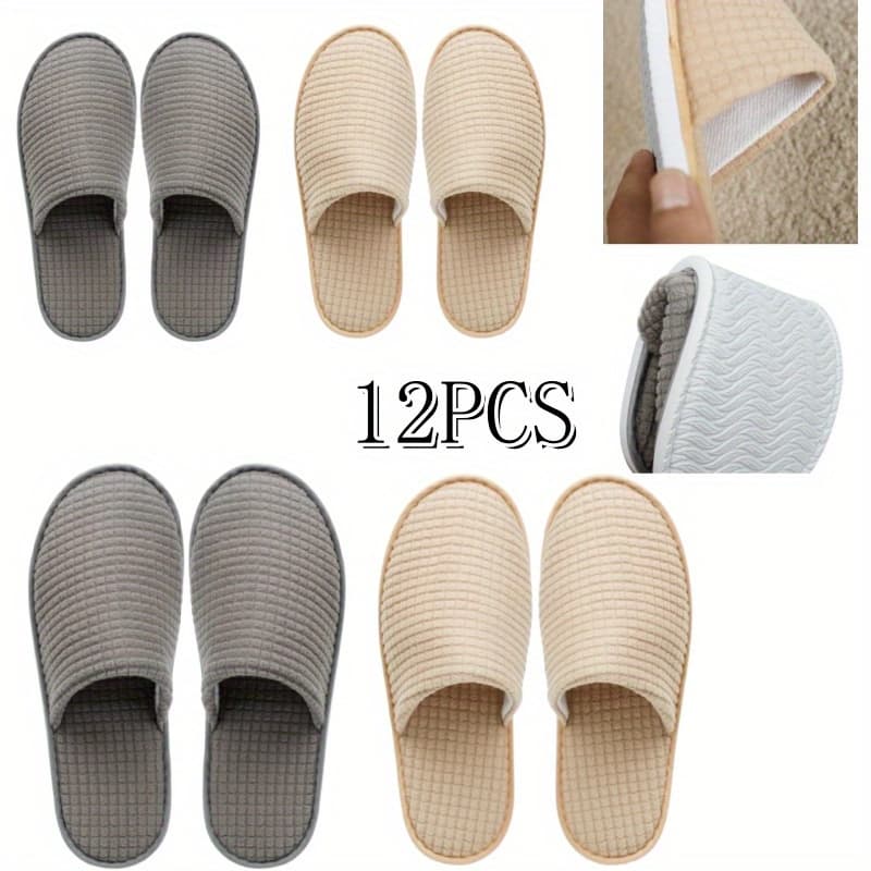 TEMU 6 Pairs Unisex Polar Fleece Slippers - Reusable & Washable Non-slip Disposable House Shoes For Weddings, Bridal Parties, Home & Travel