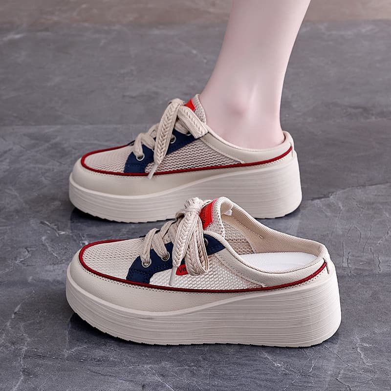 TEMU 2026 Summer New Korean Version Ins Women's Casual White Sneakers With Thick Soles, Height-increasing Mesh, Breathable Ai078, Women Shoes