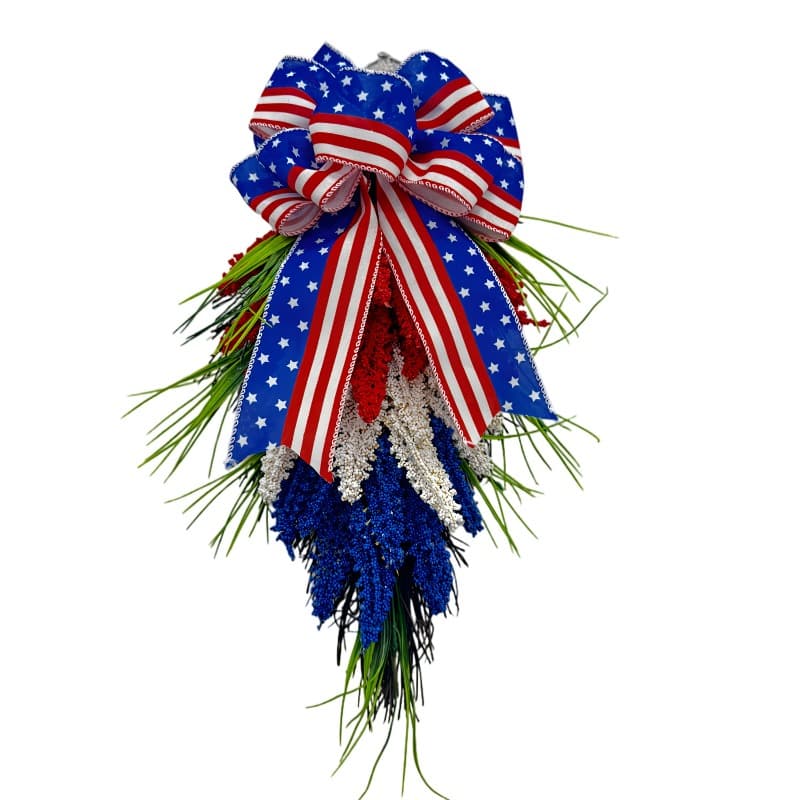 TEMU Wreath In Red, White, And Blue For The , A Patriotic Wheat Decoration For Celebrating For American Day