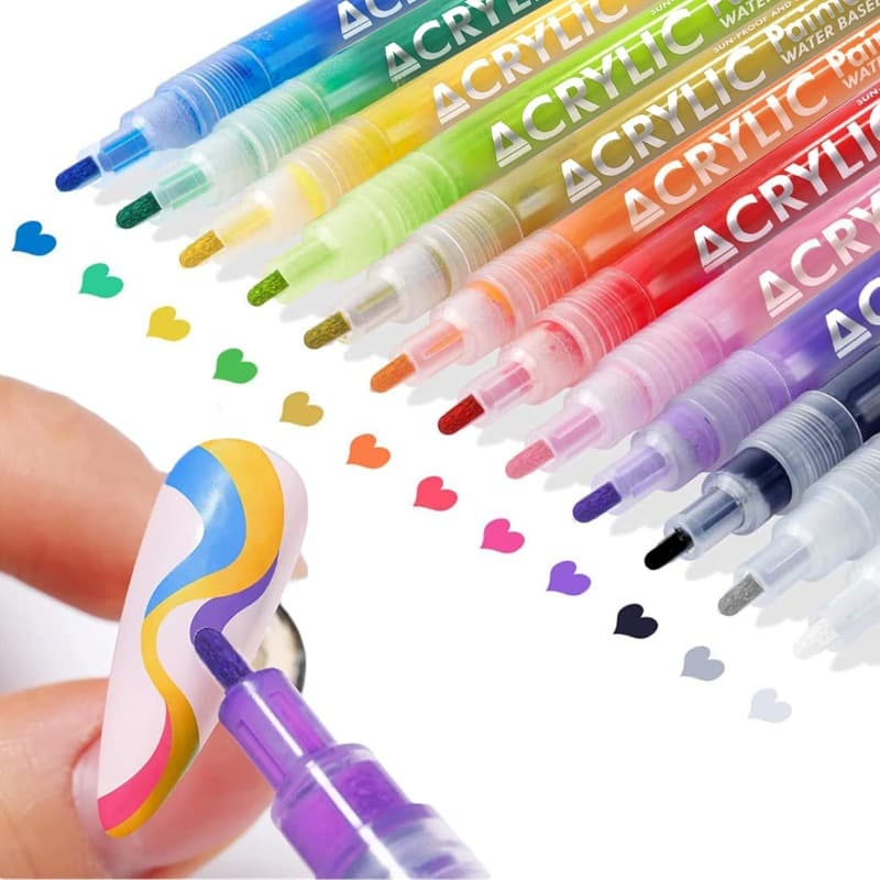 TEMU 12-color Quick-drying Waterproof Nail Pen Set, Bright Gel Nail Polish Pen Sensitive Muscles Used For Lasting Non-smudging And Easy-to-clean Family Salon Universal Nail Design Tool