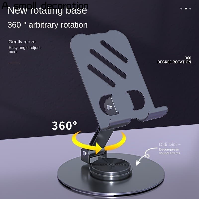 TEMU 360 Degree Rotating Metal Phone Stand, All Metal, Fold Able, Breathable,, Mobile/tablet Installation, Multi Functional, Desktop Accessory. Desktop Phone Stand Rotating