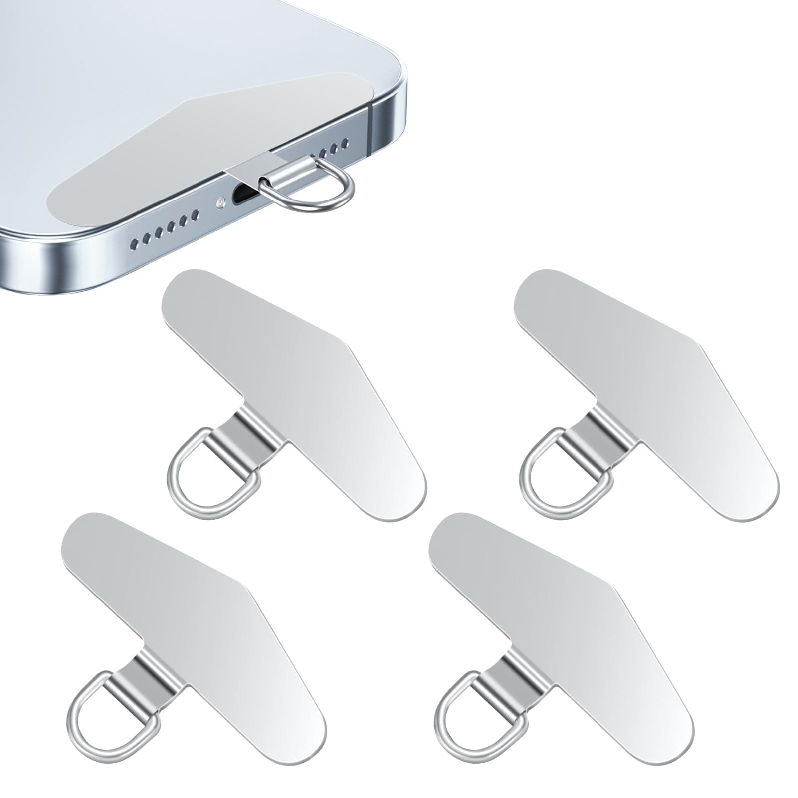 TEMU Mobile Phone Chain Universal Pads, Pack Of 4 Mobile Phone Chain Pads With , Phone Holding Strap Patch, Stainless Steel Multifunctional Mobile Phone Lanyard Pads, Mobile Phone