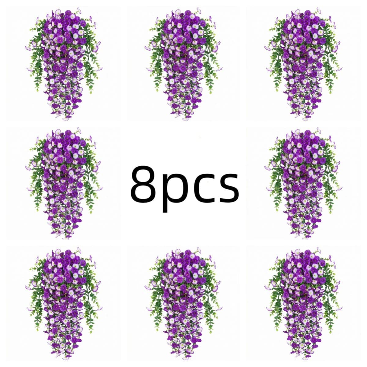 TEMU 8pcs Artificial Plant Outdoor Simulation Flower, - Multifunctional Anti Uv Realistic Hanging Plant, Suitable For Home Decoration, Outdoor Courtyard, Porch, Terrace, Home Garden Decoration