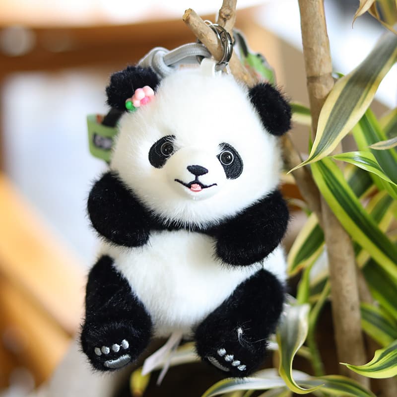 TEMU Panda Figurine Pendant Keychain, Small Panda Doll Bag Great Gift For Birthdays