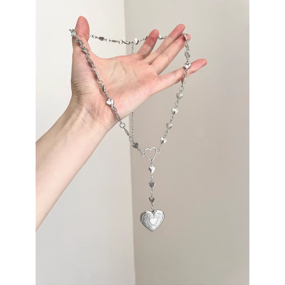 TEMU 1pc New Exquisite Elegant Bohemian Style Vintage Niche Design Box Heart Necklace Suitable For Daily Party Holiday Carnival Jewelry