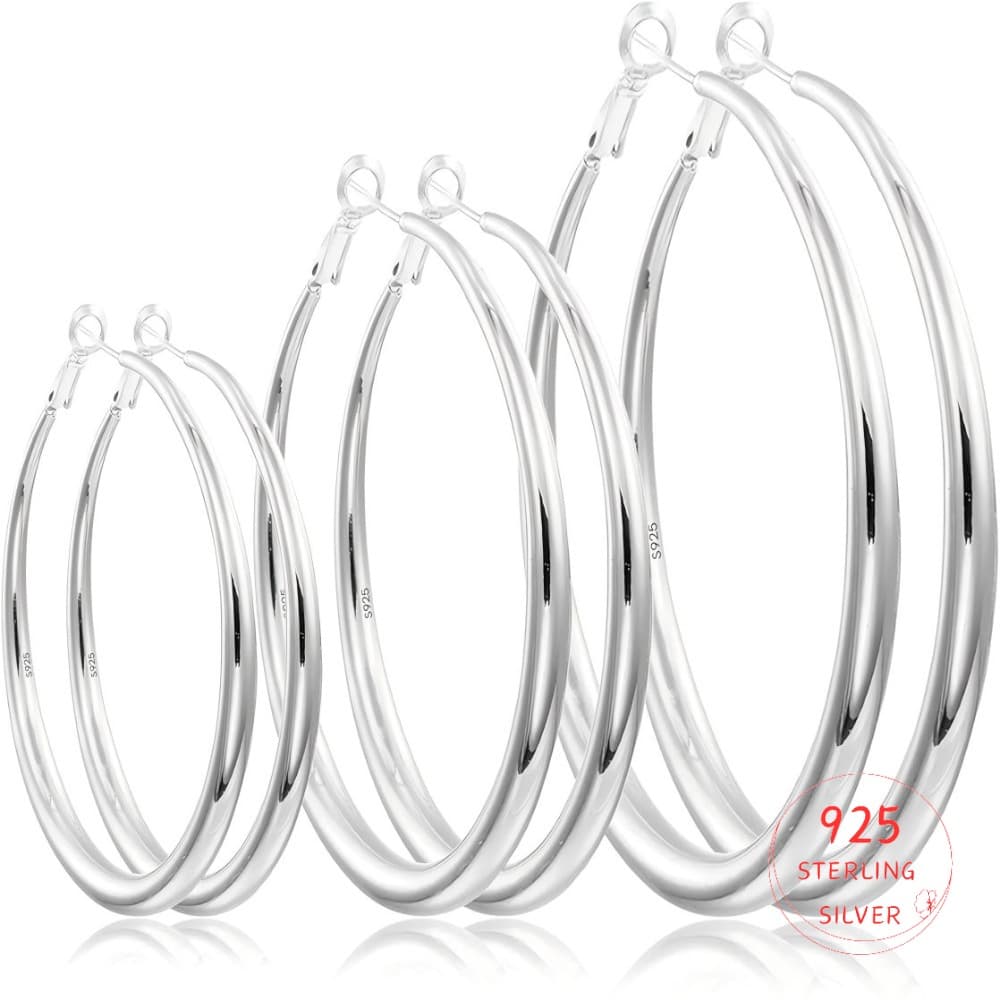 TEMU S925 Sterling Silver Round Earrings - Made From Hypoallergenic Materials, Featuring A Lightweight Design And . Ideal For Larger Circular Earrings, Perfect As Gifts For Birthdays, Christmas