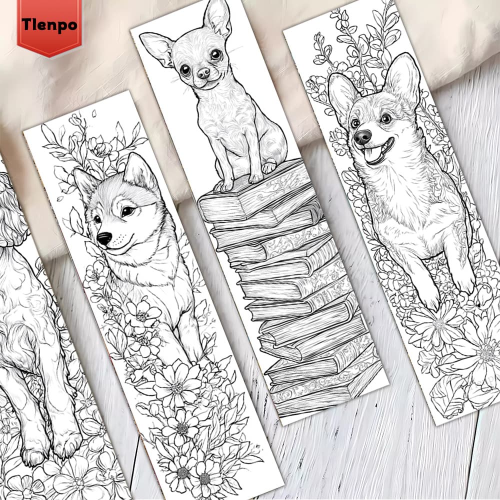 TEMU 32pcs, Dog-themed Coloring Bookmarks, Perfect For Valentine's Day Gifts, Page Dividers, Planner Labels, A Must-have For Book Enthusiasts