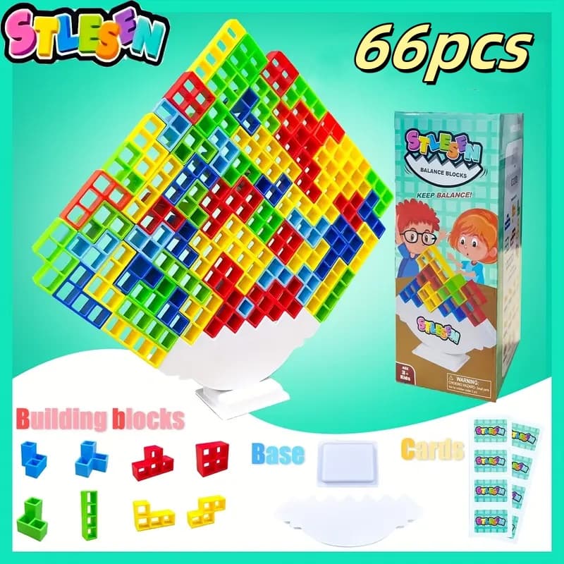 TEMU 20/34/50/66pcs Balance Tower Game, Stack Team For Adults And Families, Fun Party Game, Family Game, Party And Travel Balance Stack Toy