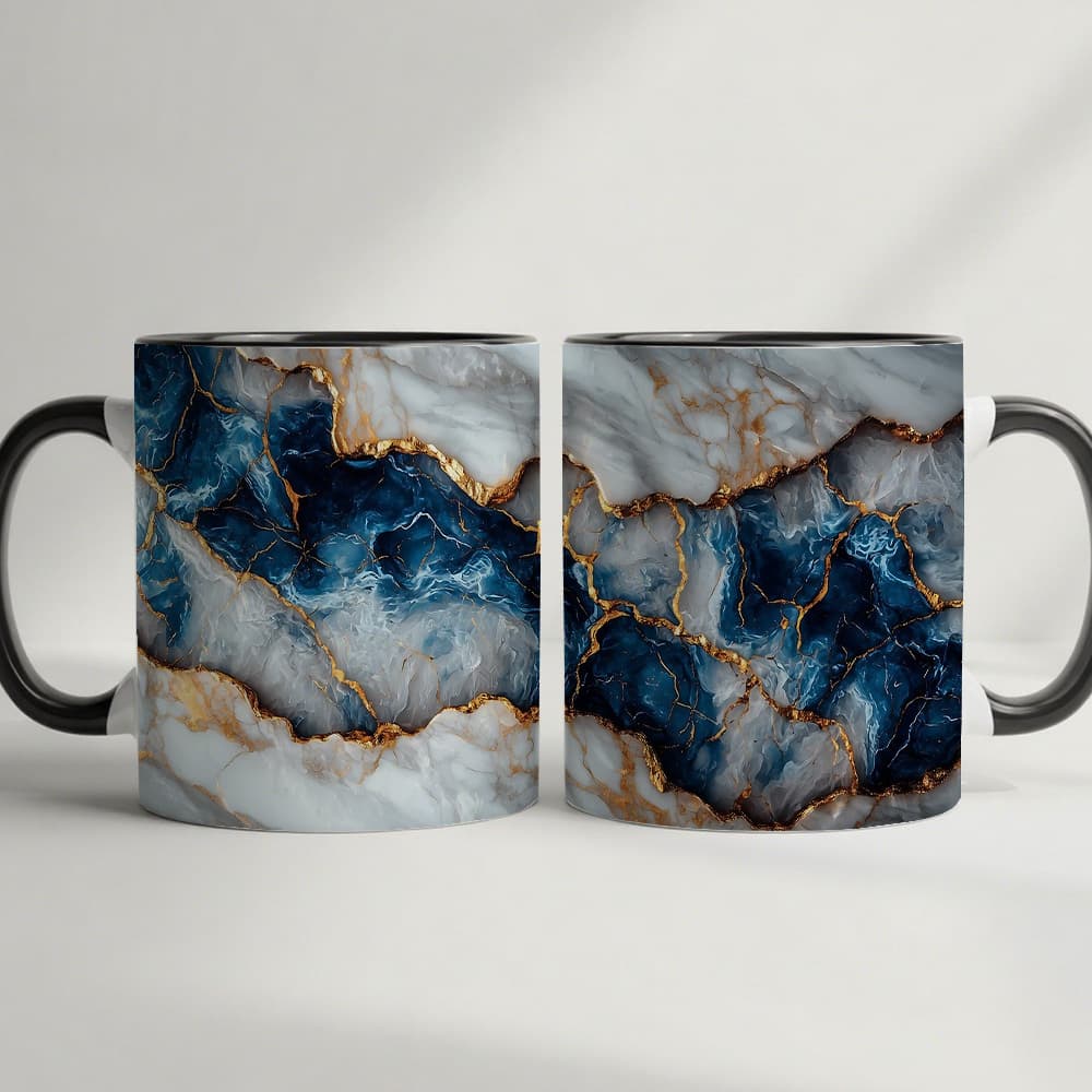 TEMU 1pc, Elegant Marble And Style Coffee Mug, Exquisite Blue And White Cup, Ideal For Home Office Use, Perfect Gift For Birthdays, Anniversaries, Housewarming