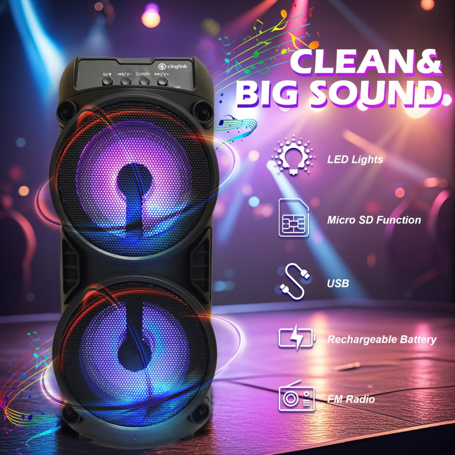 TEMU Subwoofer Speaker, Portable Wireless Speaker, Supports Tf, Usb, Aux, High , Suitable For Camping, Study, , Gaming, , Christmas Gift, , No Delay, Shocking Effect