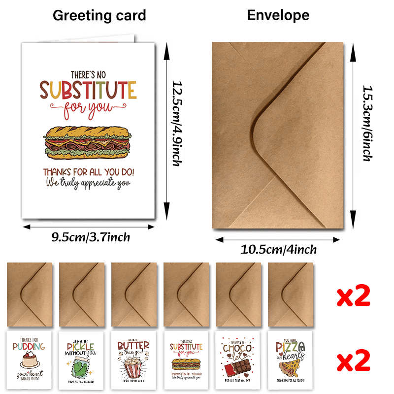TEMU 24pcs Employee Appreciation Cards With Envelopes, Perfect For Thanksgiving, Holidays And Thank You Notes, Fun Food Greeting Cards For Colleagues And Boss, For Office Gratitude And Recognition
