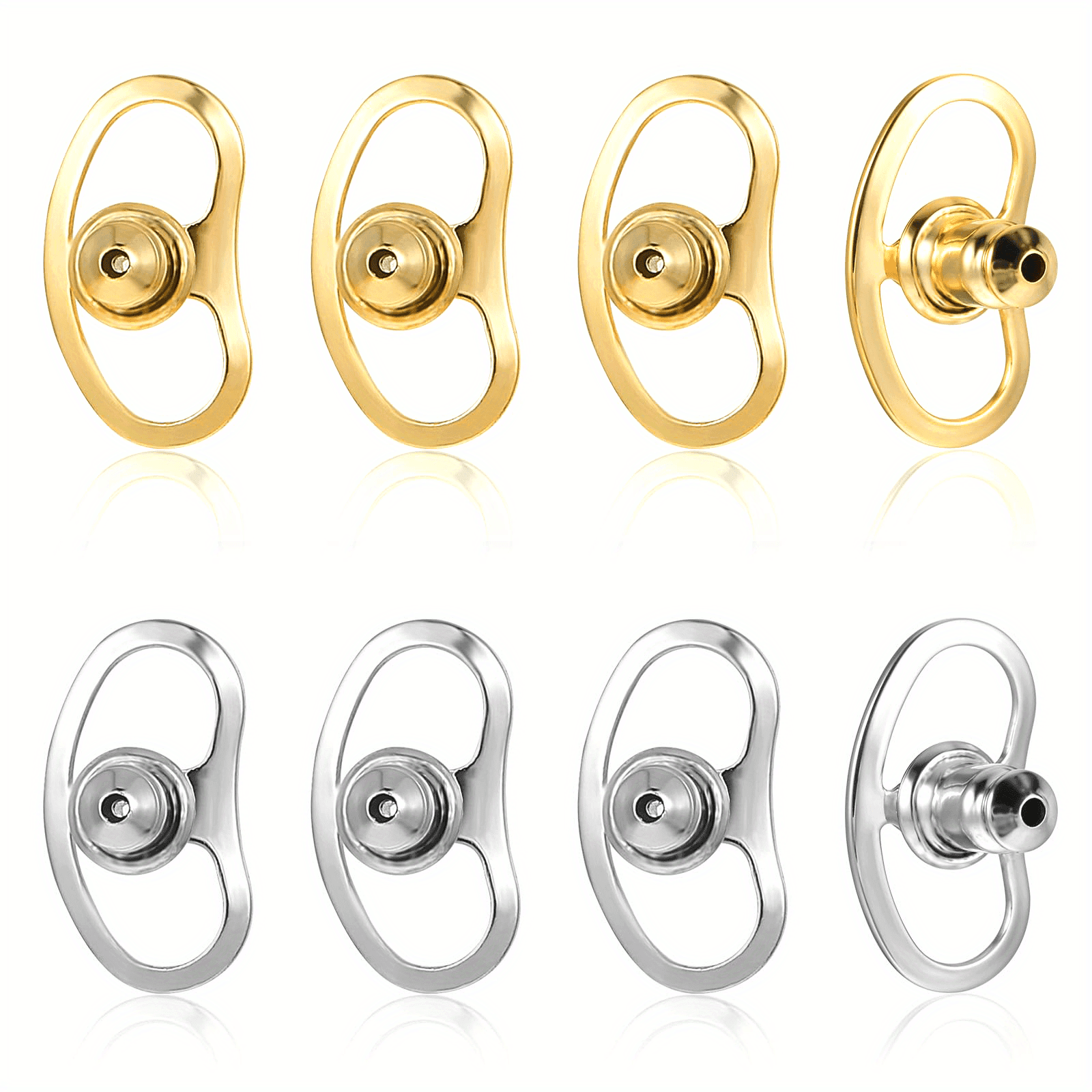TEMU Earring Lifters Backs, 8pcs Earring Backs For Ears Locking Earring Backs Replacements For Studs Large Earring Backings Tight Earring Lifter For Heavy Earrings
