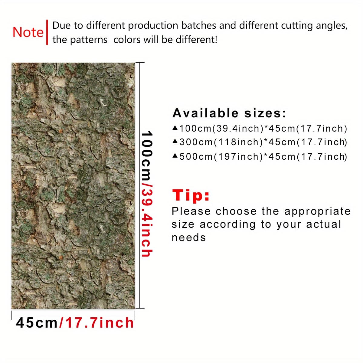 TEMU 1 Roll Peel-and-stick Moss & Bark Pattern Decorative Wallpaper - Waterproof, Stain-resistant, Easy Clean Vinyl Wall Decal For Indoor/outdoor Use, Brick & Home Decor