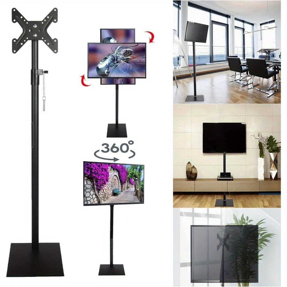 TEMU Tv Floor Stand With Mount Tilting Free Standing Tv Mount Stand With Height Adjustable Swivel Floor Tv Stand For 12 To 43 Inch Tvs Space Saving For Bedroom Living Room Corner