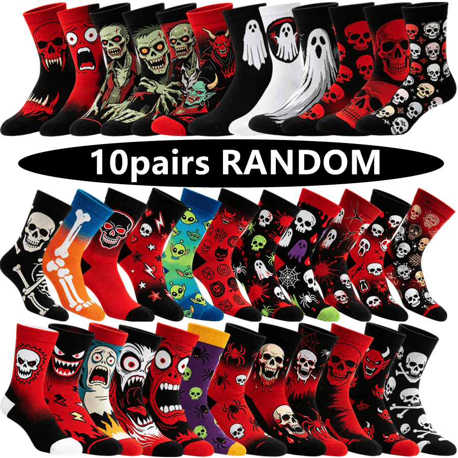 TEMU 10pairs Random Novelty Streetwear Cartoon Anime Crew Socks Men Women Unisex Hip Hop Funny Casual Trendy Printed Socks
