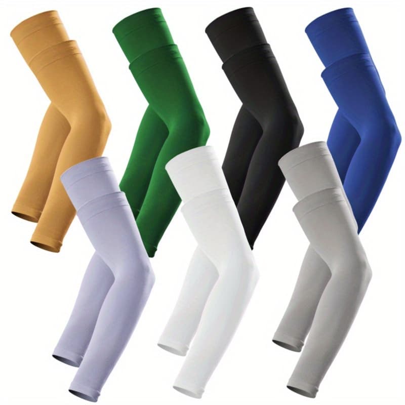 TEMU Sports Cooling Arm Sleeves For Men And Women, Breathable, 7 Pairs Tattoo Cover Up Compression Sleeves, For Outdoor Golf, Fishing, Basketball, Baseball, Volleyball, Running, Or Cycling