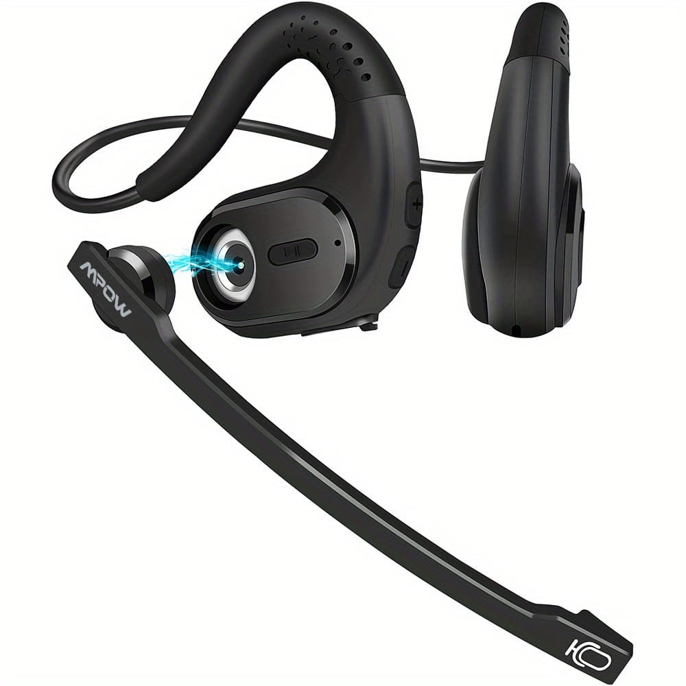 TEMU Wireless Bt 5. 3 Headphones Mic Headset Stereo Earbuds Earphone Bt Headset With Removable Microphone Noise Cancelling For Phones For Trucker, Office