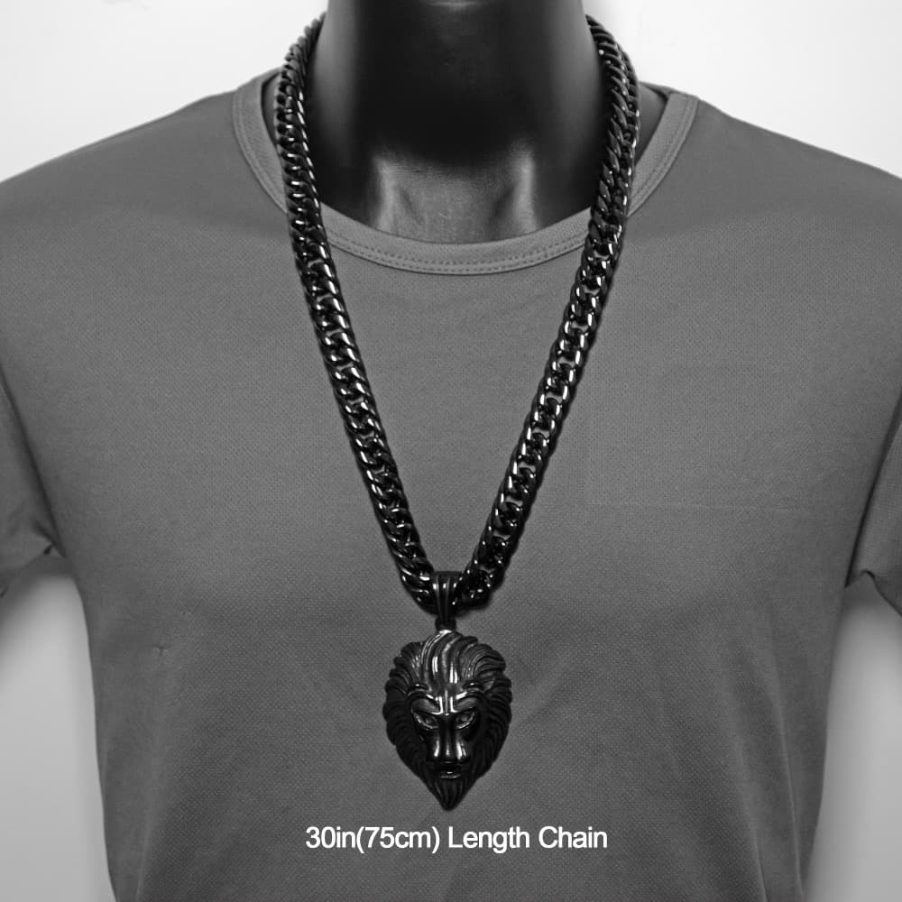TEMU Pendant Necklace Durable Stainless Steel Cuban Chain Fashion Black End Men's Jewelry