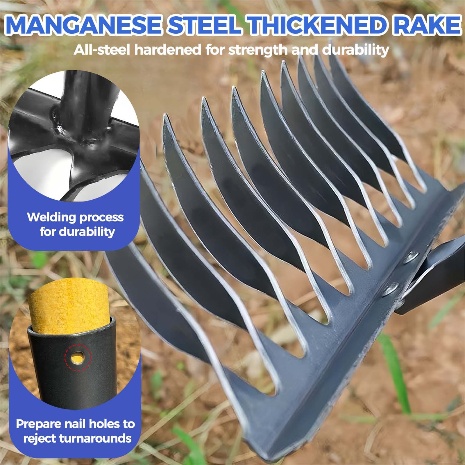 TEMU 10-tooth Harrow Tool, 10-tooth Iron Plowing Tool, Sturdy Metal Construction, Versatile Agricultural Weeding And Harvesting Tool, Ergonomic In Use, (handle Not Included)