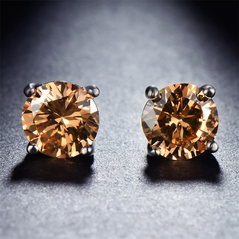 TEMU A Pair Of Round-cut -colored Synthetic Zirconia Stud Earrings, Featuring A Vintage Holiday Style Classic, Minimalist, And Suitable For Fashion