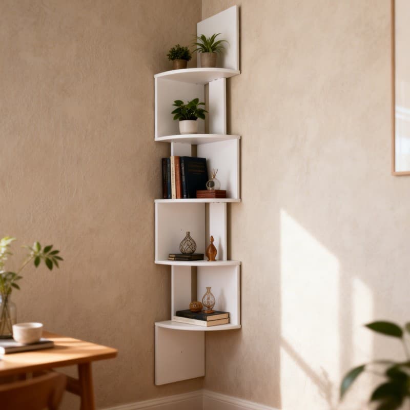 TEMU Five-tier Multi-functional Hanging Corner Shelf, , Wall-mounted Storage Rack, Suitable For Living Rooms, Bedrooms, Kitchens, Bathrooms, And Offices. A Great Gift Option, In White And Black