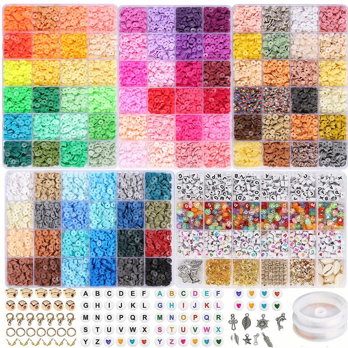 TEMU 10600pcs Of Polymer Clay Bead Jewelry Set Including Bracelets, Necklaces, And Assorted Handmade Additions