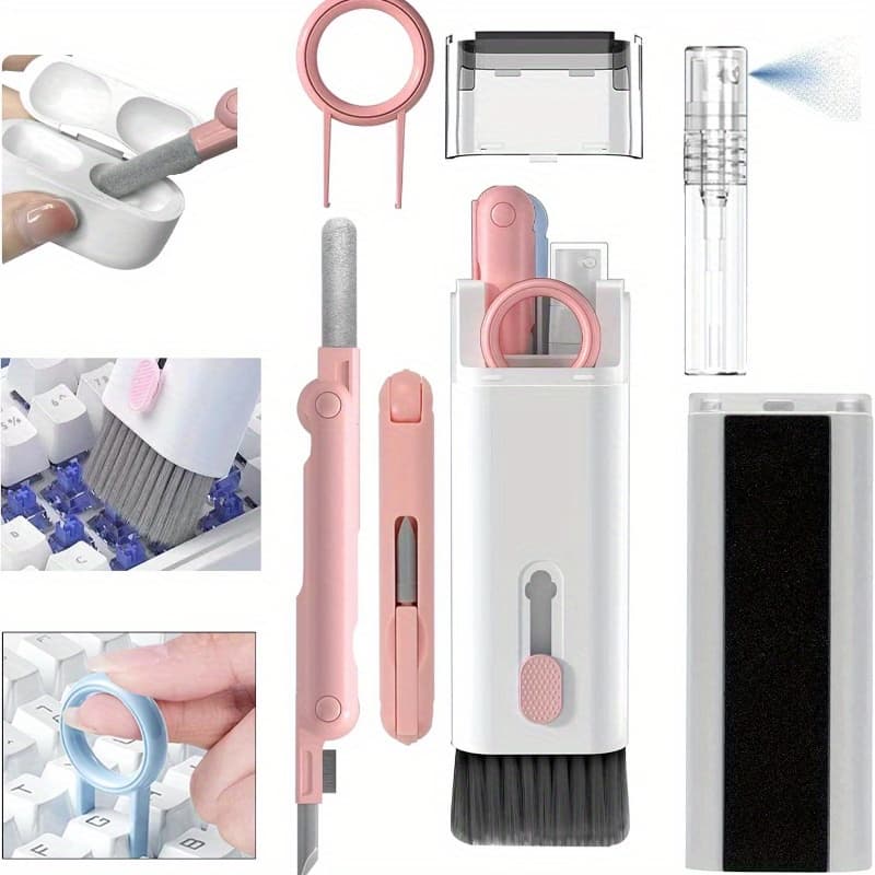 TEMU -in-one Multifunctional Cleaning Brush, Including A Keyboard Brush, Headphone Cleaner, Screen Dust Brush For Phones, Keycap Puller, And A Cleaning Kit, Is An Essential Cleaning Tool