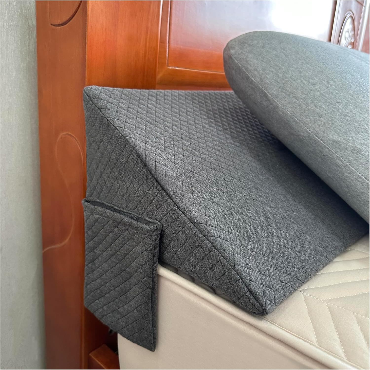 TEMU Bed Wedge Pillow - Versatile Bed Filler Mattress Wedge Headboard Pillow Close The 0-7" Between Your Headboard