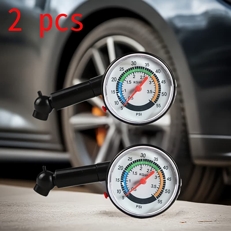 TEMU 2 High-precision Tire Pressure Gauges, Battery-, Dual Scale(psi& Bar) Accurate Measurement, No Batteries Needed, Designed - Suitable For Motorcycles, Bicycles, Trucks: Accurate Inflation Tool