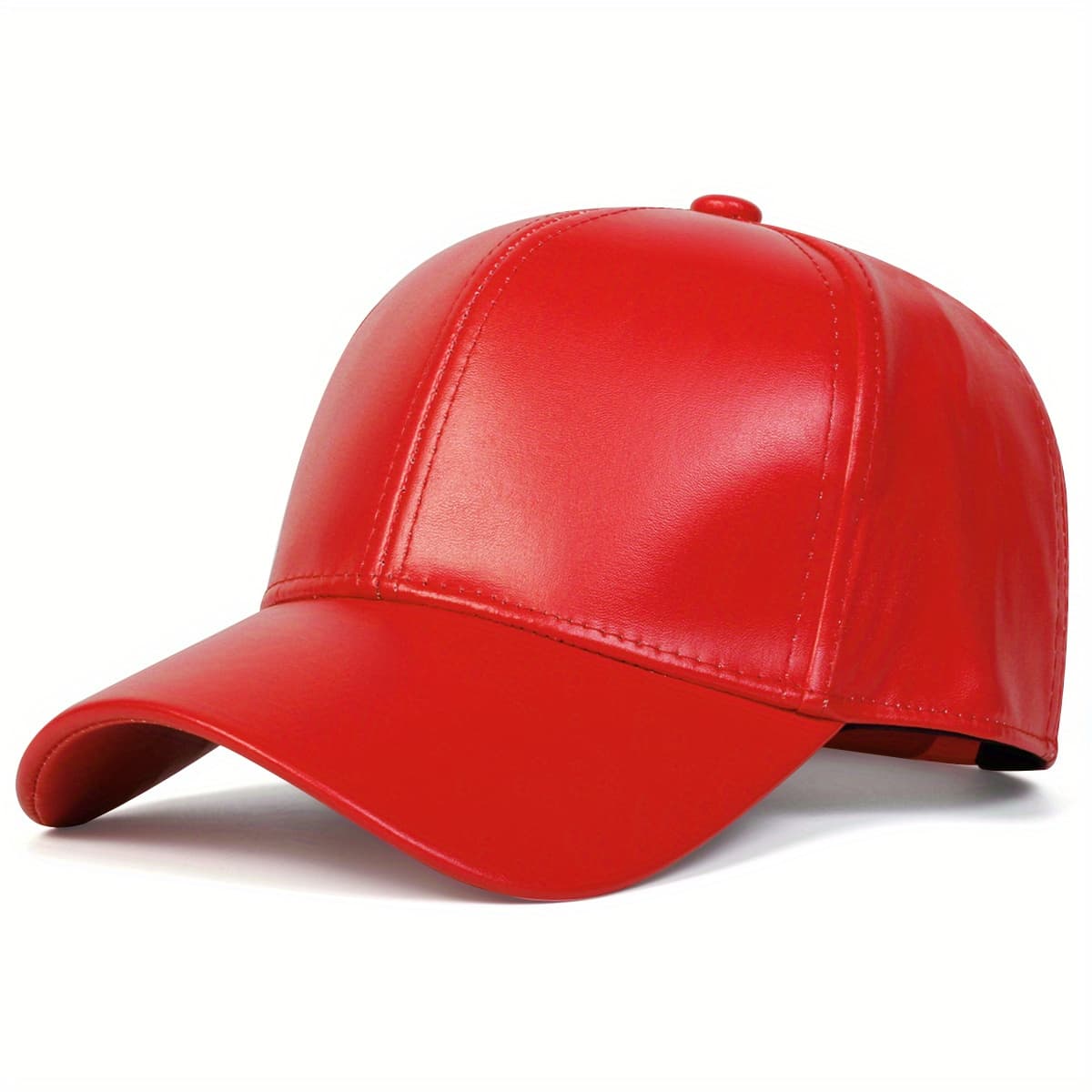 TEMU 1 Men's Pu Leather Glossy Baseball , Adjustable Casual Hat, Suitable For Autumn And , Windproof And Warm