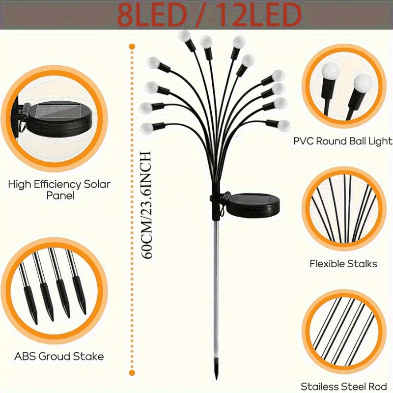 TEMU 18 To Use Smart Light Leds Firefly Lights Firefly Lights Solar Outdoor Solar Firefly Lights Garden Outdoor Patio Decor Solar Lights