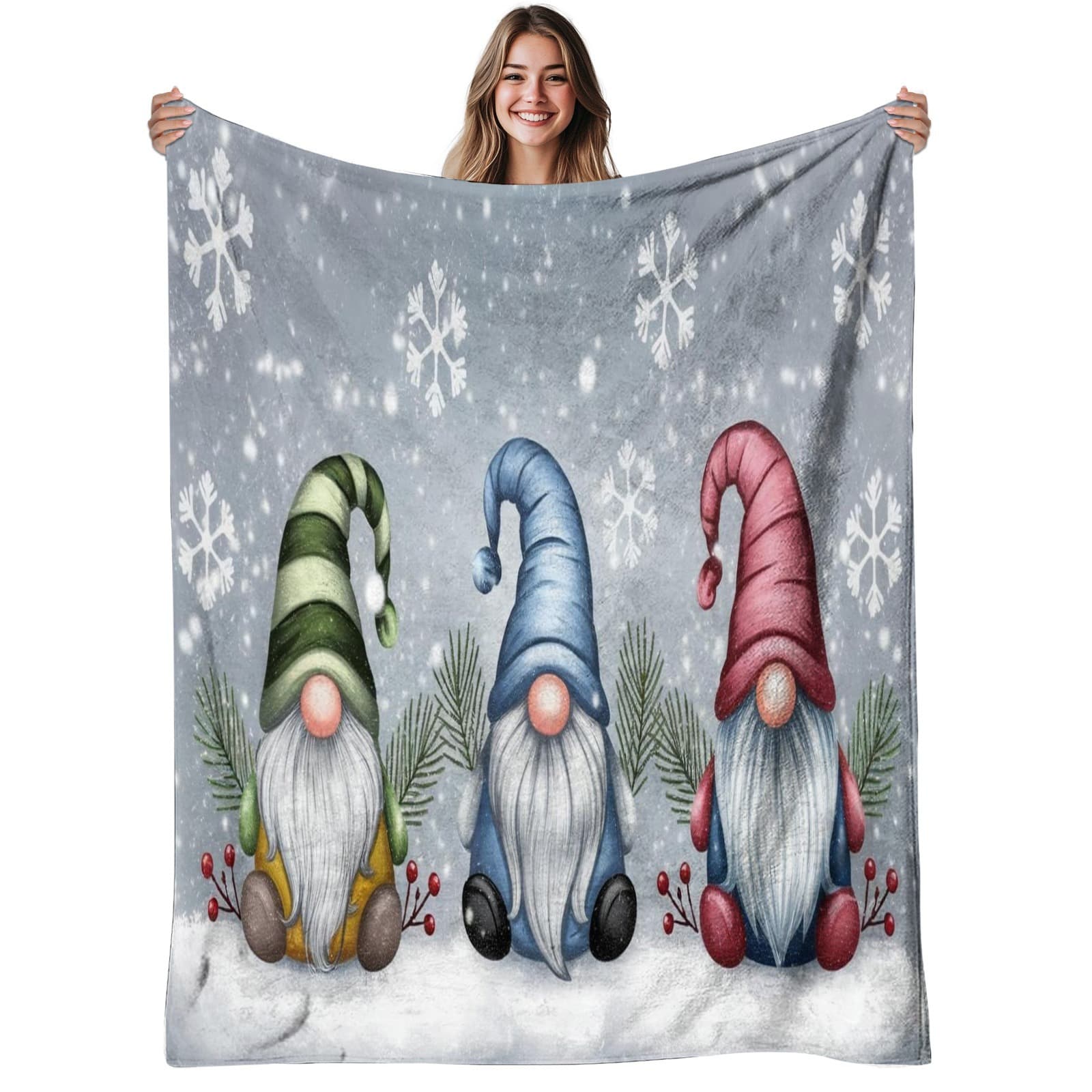 TEMU 1pc, Gnomes, Flannel Blanket Soft, Warm, Whimsical Pattern, Suitable For Sofa, Bed, Living Room, Use, Halloween | Christmas | Room Decor | Fall Decorations For Home