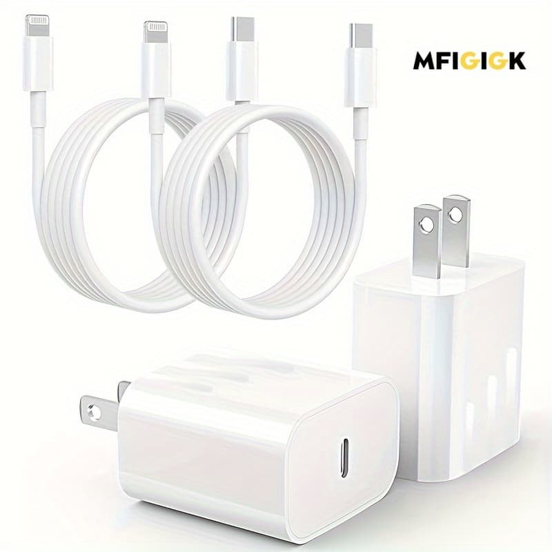 TEMU Mfiglgk 2pcs 20w Charger Block Usb C Charger C Pd Charging Block Plug Replacement For Iphone 11/ 12/ 13/ 14/ 15/ Pro Max, Xs/ Xr/ X, Ipad Pro, Galaxy
