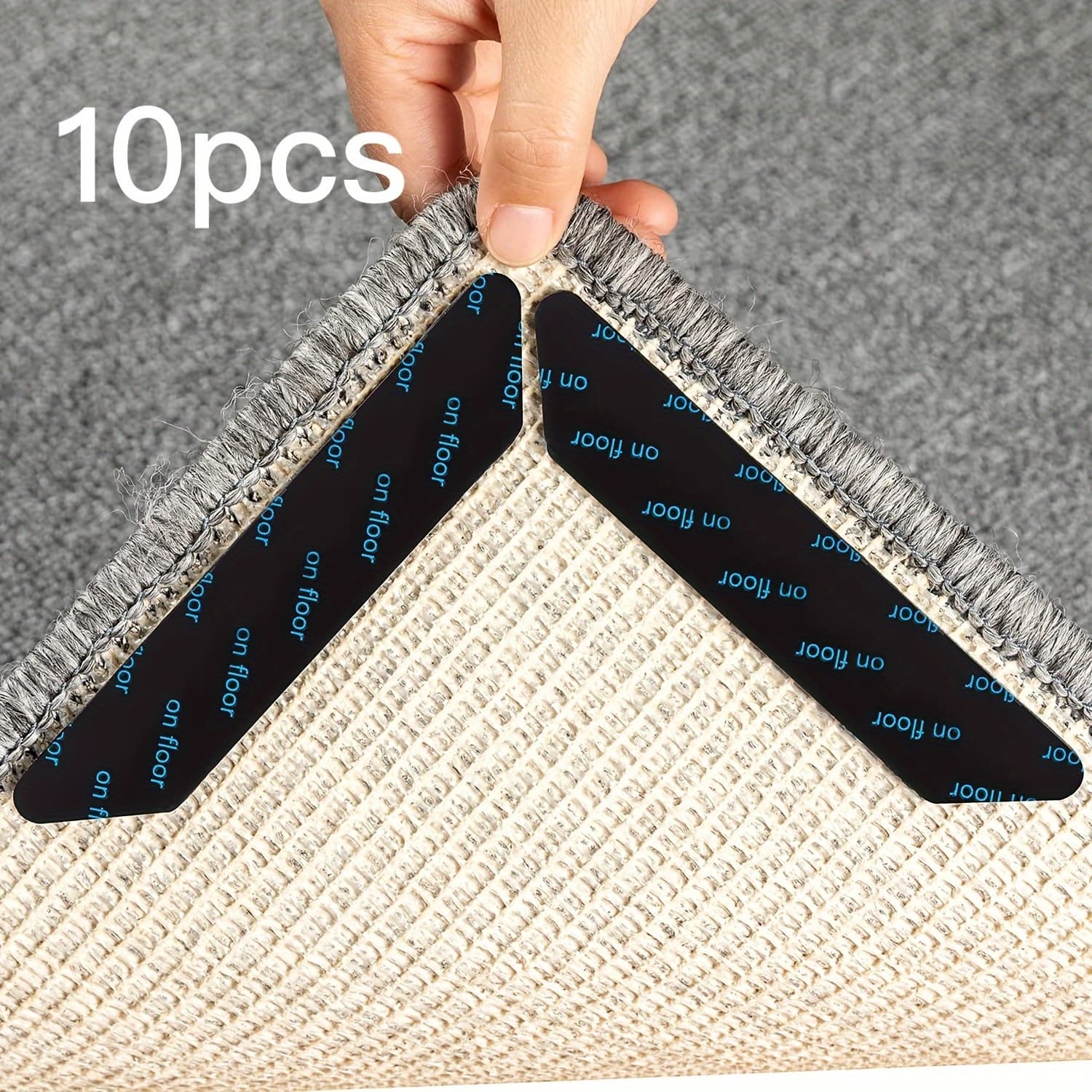 TEMU 10pcs Black Non-slip Rug Gripper Pads- Durable, Washable And Reusable Rubber Pads For Securing Carpet On Hardwood Floors