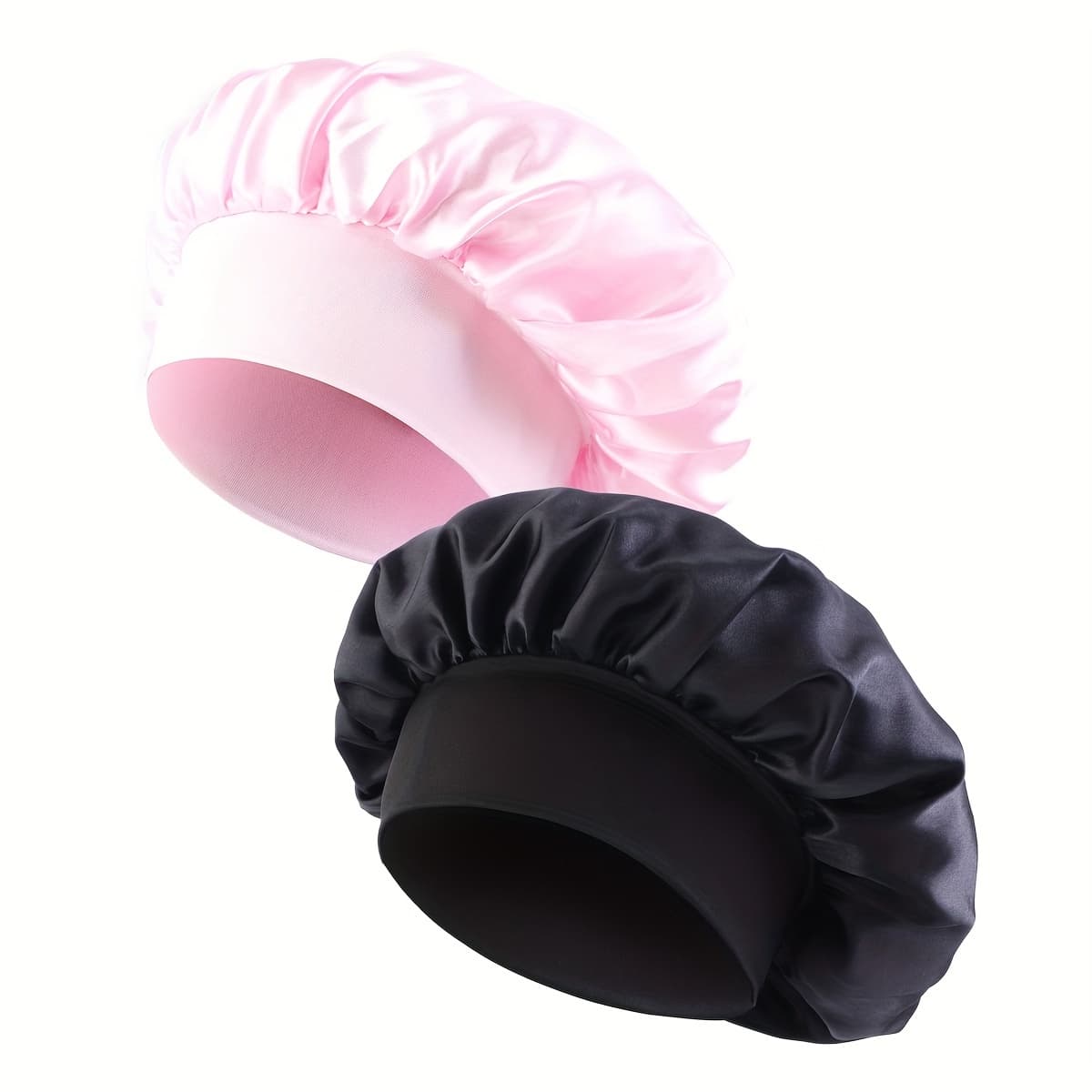 TEMU 2pcs Satin Women's Hats, Hair Caps For , Wide Large Sleeping Caps, Suitable For Curly Braided Hair