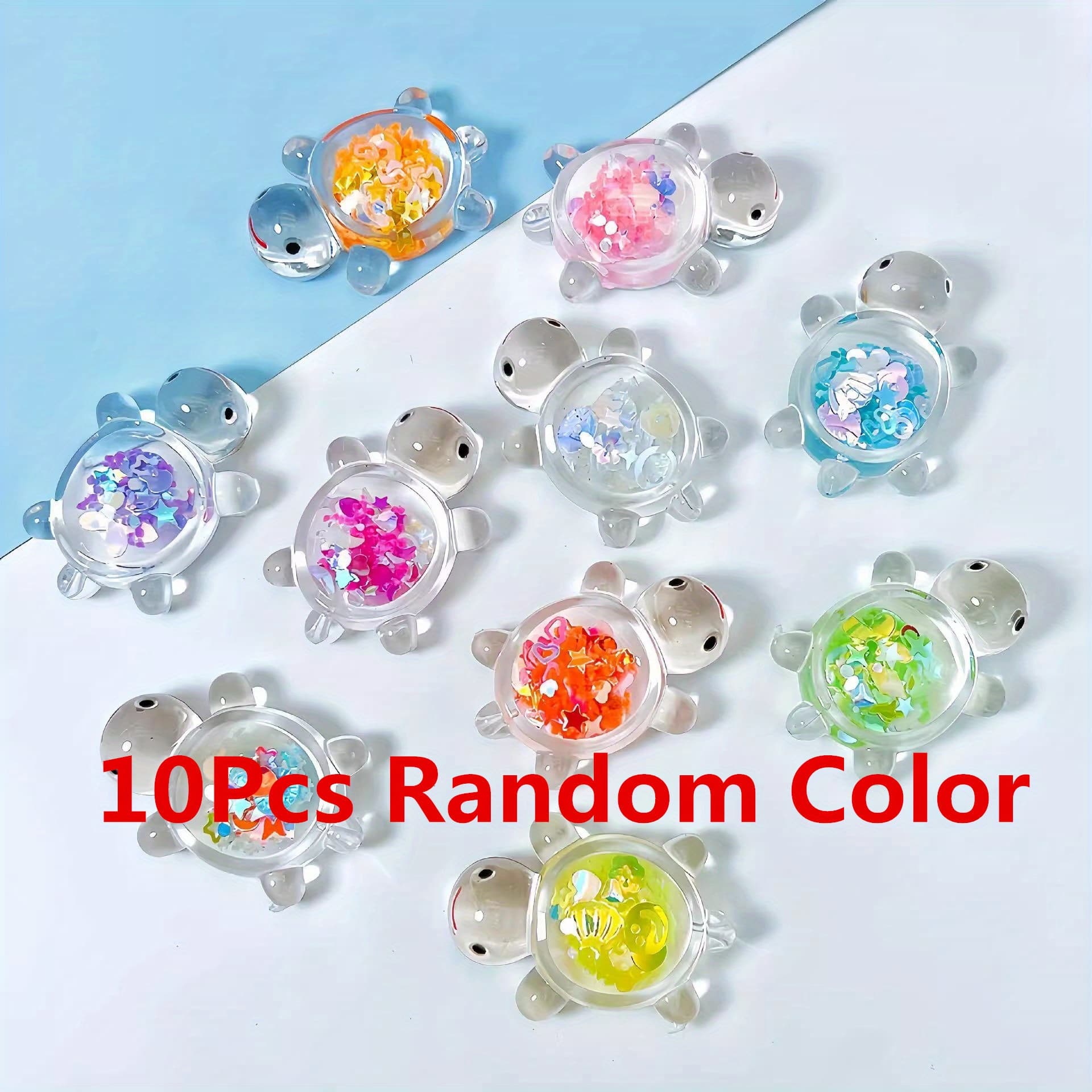 TEMU 10pcs Luminous Sequined Sea Pendant-cute Acrylic Sea Hanging Ornament, Suitable Jewelry, Necklace, Earrings, Keychain And Home Party Decoration