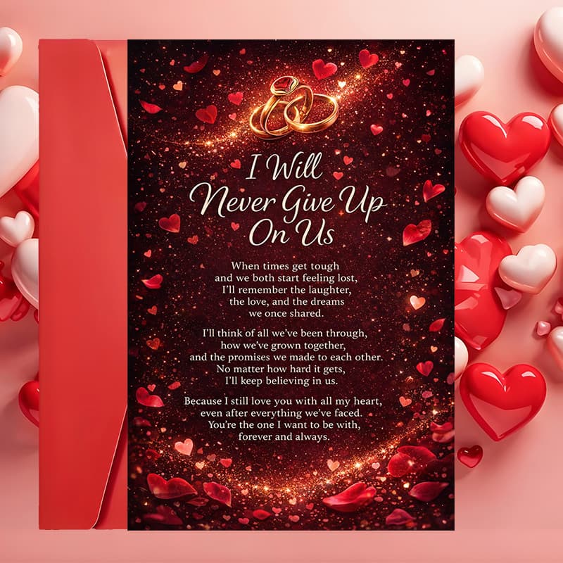 TEMU 1 Greeting Card + 1 Envelope. Card With A Message, Perfect For Couples Celebrating Anniversaries, Valentine's Day, Or Expressing And Support During Challenging Times