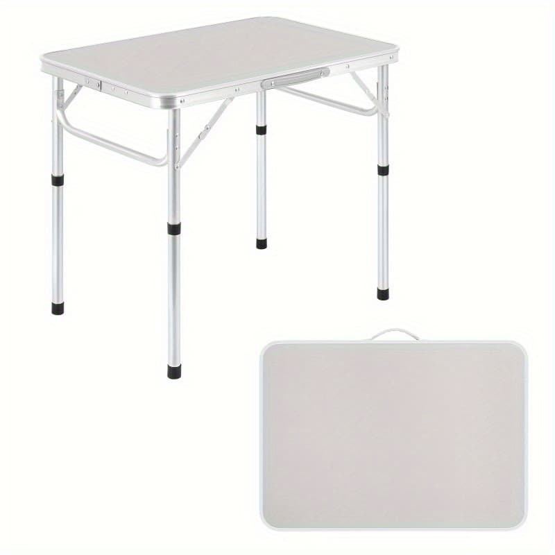 TEMU Portable Folding Table - Lightweight And Sturdy Metal Frame, Compact For Indoor/ Outdoor Use. Foldable Design - Home, Office, Party, Camping, Picnic, Bar - Easy To Assemble And Space-saving