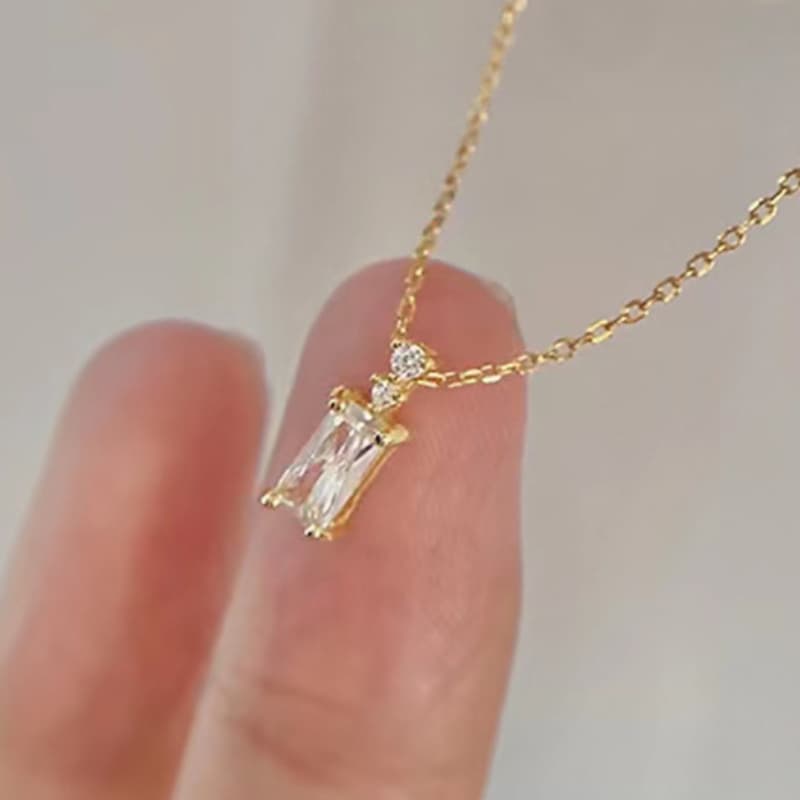 TEMU Rectangular Zirconia Pendant Necklace For Women Daily Casual Accessories Anniversary Gift